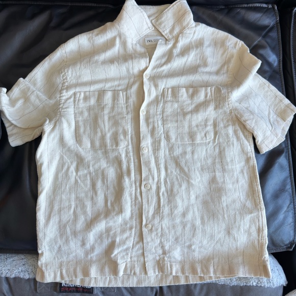 Zara Stripe Shirt Mens M Short Sleeve Button Up - Picture 1 of 2